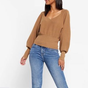 Express V-Neck Relaxed Dolman Sleeve Sweater